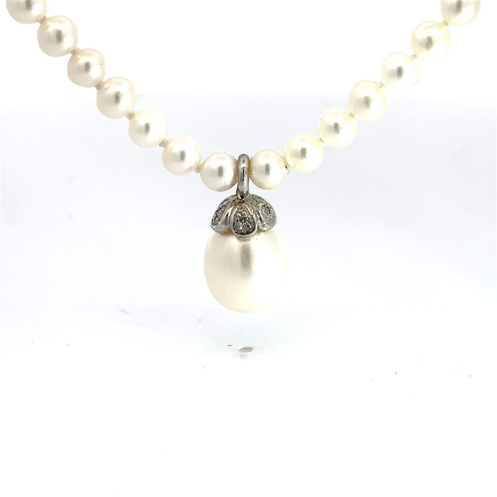 Raymond Mazza 14K White Gold Pearl Necklace