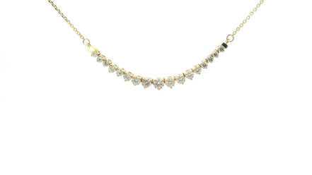 14K Yellow Gold 1.05 CT 17 Stone Graduated Diamond Necklace