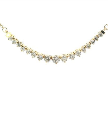 14K Yellow Gold 1.05 CT 17 Stone Graduated Diamond Necklace