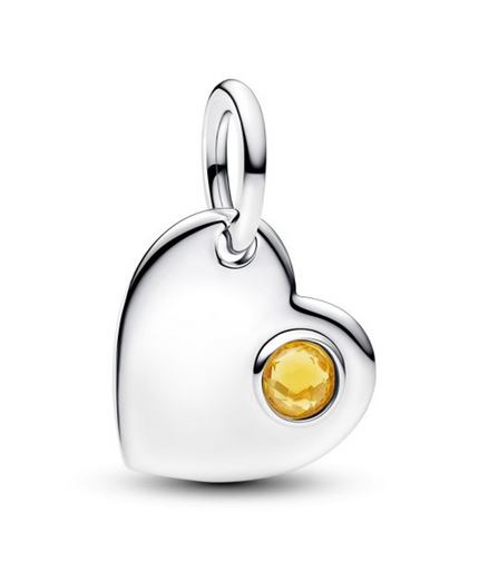 Pandora Engravable Heart Honey Stone Dangle Charm
