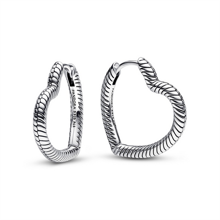 Pandora Moments Heart Charm Hoop Earrings