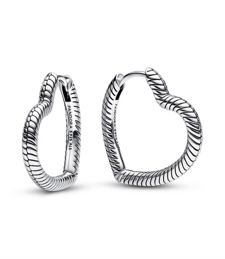 Pandora Moments Heart Charm Hoop Earrings