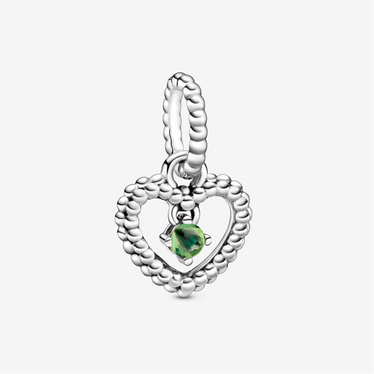 Pandora Moments August Spring Green Beaded Heart Dangle Charm