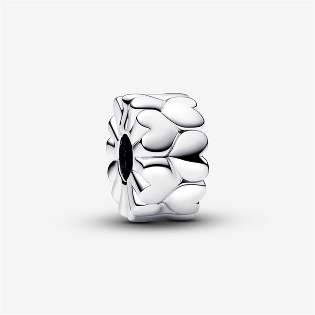 Pandora Moments Silver Heart Pattern Clip Charm