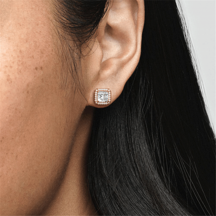 Pandora Timeless Square Sparkle Halo Stud Earrings