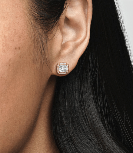 Pandora Timeless Square Sparkle Halo Stud Earrings