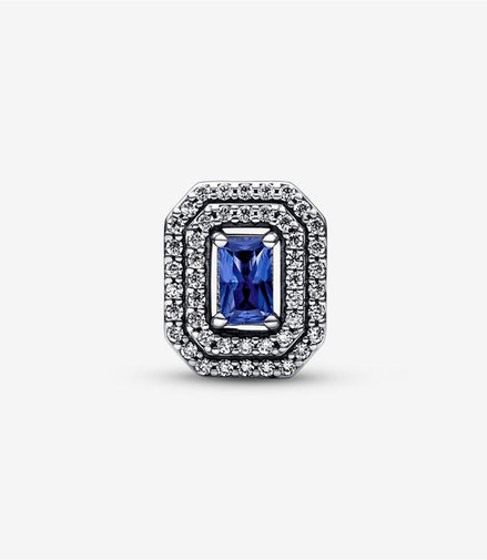 Pandora Timeless Blue Sparkling Leveled Rectangular Charm