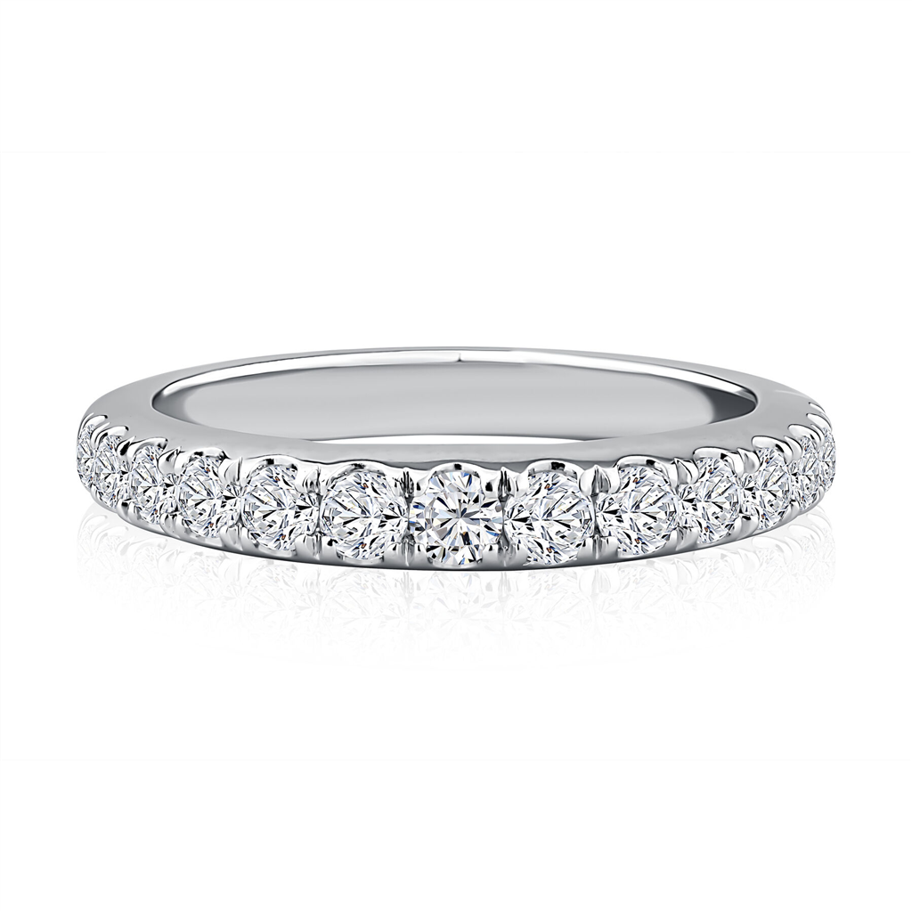 A.JAFFE 14k White Gold 0.8 CTW Diamond Wedding Band