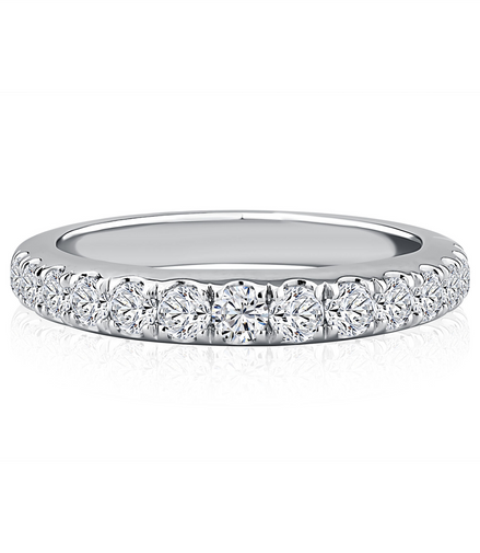 A.JAFFE 14k White Gold 0.8 CTW Diamond Wedding Band