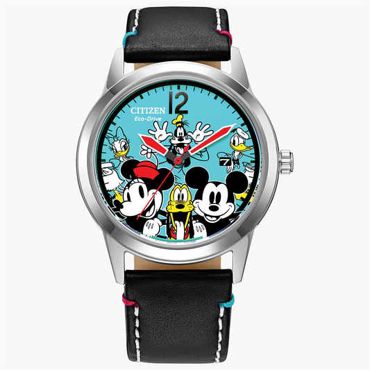 Citizen Eco-Drive Disney Mickey Mouse and Friends Sensational Six Leather Strap Watch