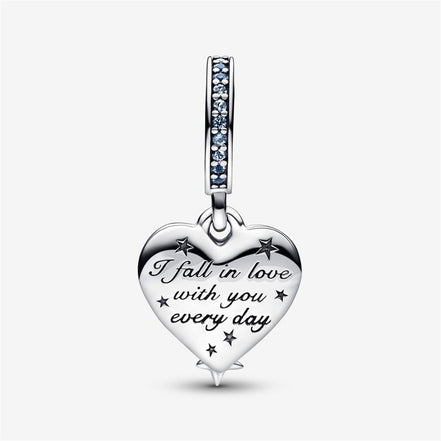 Pandora Moments Celestial Shooting Star Heart Double Dangle Charm