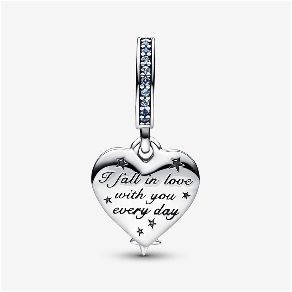 Pandora Moments Celestial Shooting Star Heart Double Dangle Charm