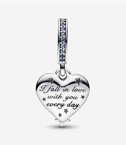Pandora Moments Celestial Shooting Star Heart Double Dangle Charm