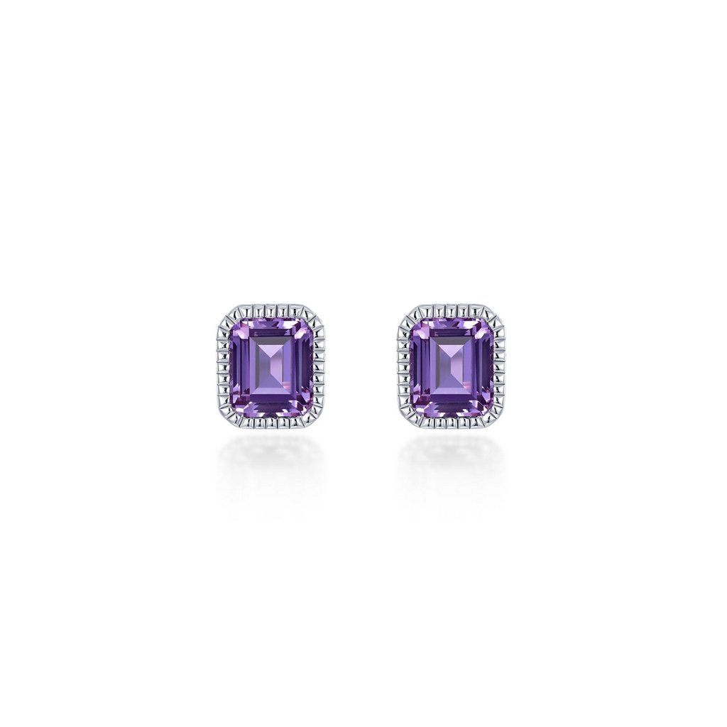 Lafonn 1.76 CTW Simulated Diamond And Amethyst February Birthstone Solitaire Stud Earrings