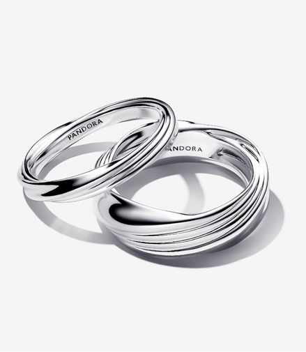 Pandora Sterling Silver Twisted Double Ring Size 7