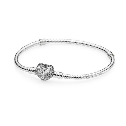 Pandora Pavé Heart Clasp Bracelet Size 18