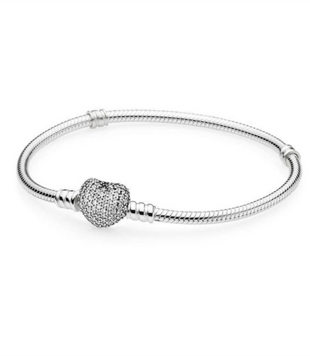 Pandora Pavé Heart Clasp Bracelet Size 18