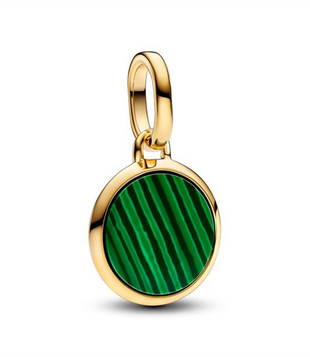 Pandora ME/Moments Green Engravable Gold-Plated Mini Medallion Charm