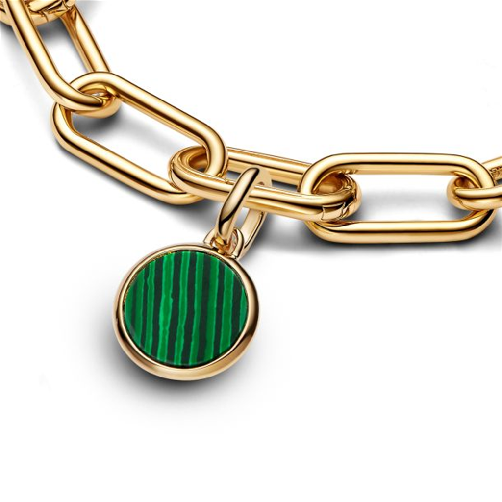 Pandora ME/Moments Green Engravable Gold-Plated Mini Medallion Charm