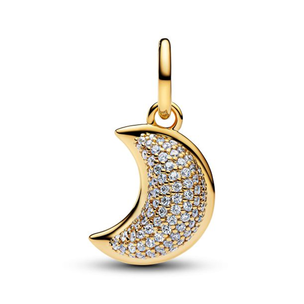 Pandora Sparkling Crescent Moon Gold-Plated Dangle Charm