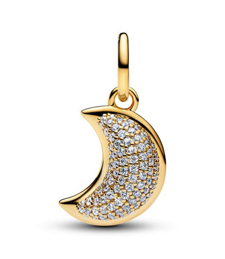 Pandora Sparkling Crescent Moon Gold-Plated Dangle Charm