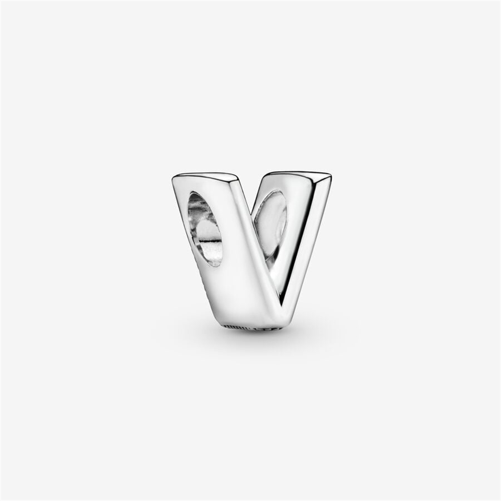 Pandora Moments Letter V Silver Charm