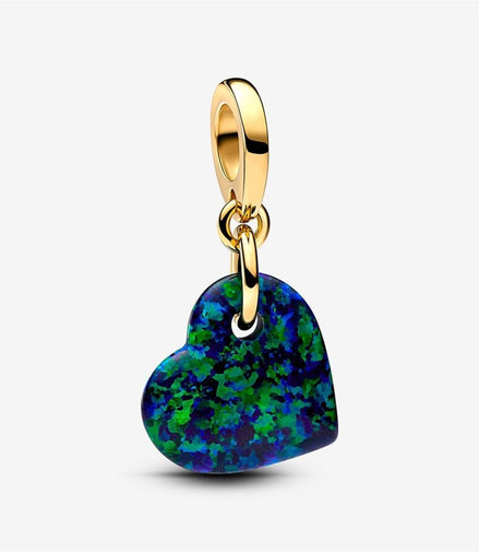 Pandora Moments Opalescent Green Heart Dangle Charm