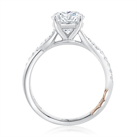 A.JAFFE 14K White Gold Round Cut Diamond Split Shank Crossover Engagement Ring