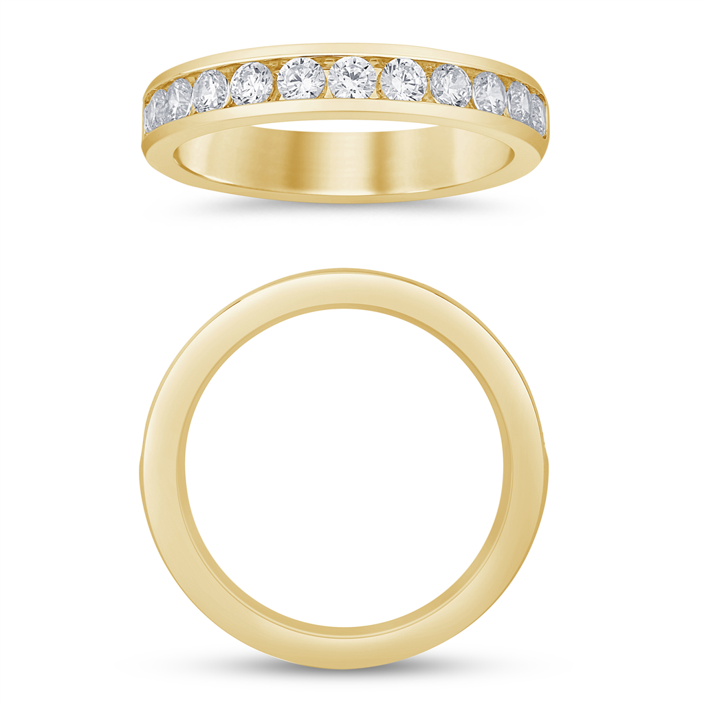 14K Yellow Gold 0.75 CTW Diamond Channel Set Half Eternity Band