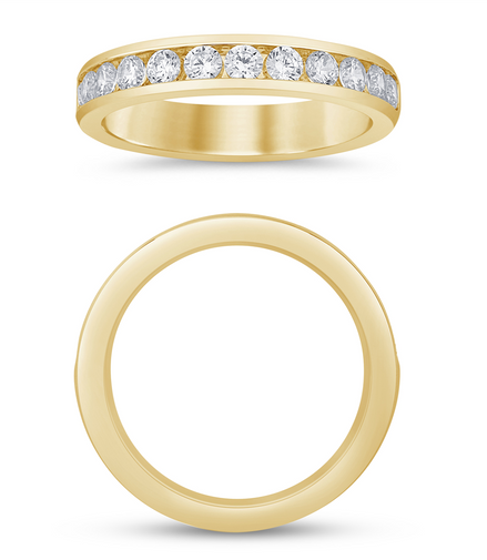 14K Yellow Gold 0.75 CTW Diamond Channel Set Half Eternity Band