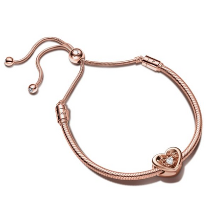 Pandora Timeless 14K Rose Gold Plated Radiant Heart Bracelet Gift Set