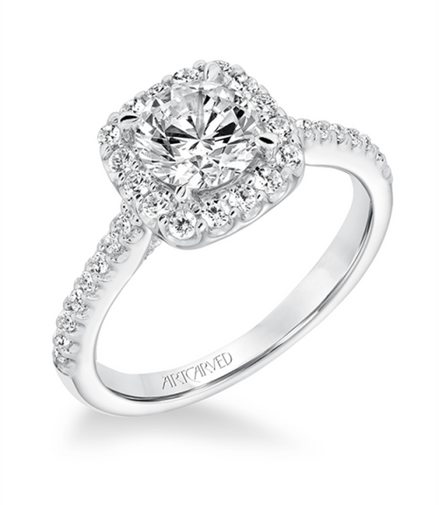 14K White Gold 0.50 Ctw Diamond Halo Setting Remount Ring