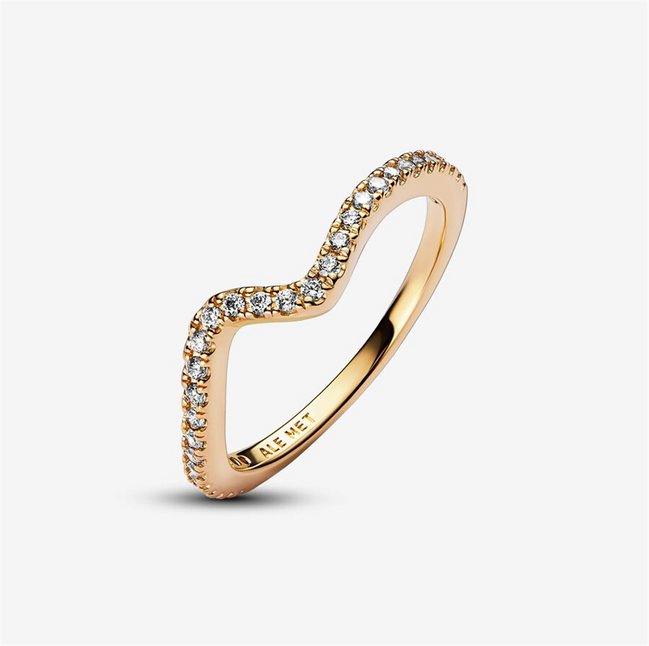 Pandora Timeless Sparkling Wave Ring Size 7.5
