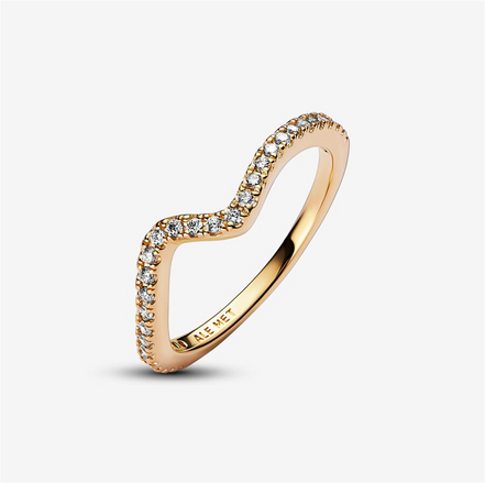 Pandora Timeless Sparkling Wave Ring Size 6