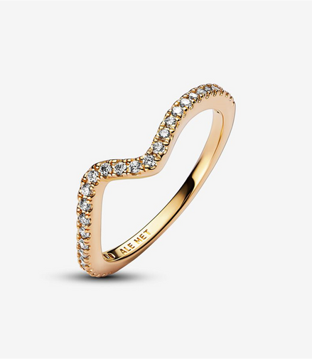 Pandora Timeless Sparkling Wave Ring Size 7.5