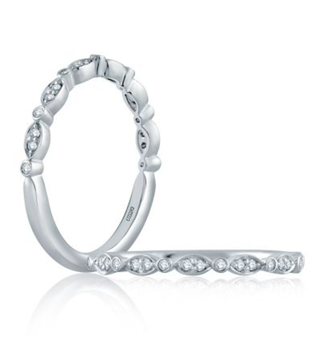 A.JAFFE 14K White Gold Diamond Stackable Wedding Band