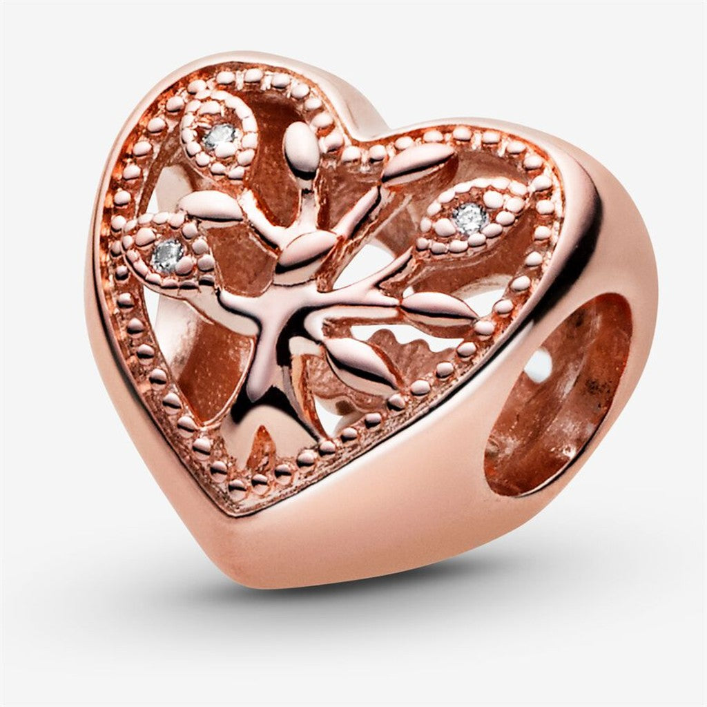 Pandora Moments Rose Openwork Family Tree Heart Charm