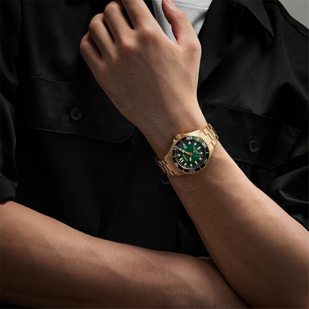 Citizen's Promaster Dive Gold Plated Stainless Steel Bracelet Watch With Green Dial