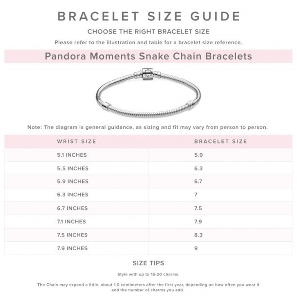 Pandora Moments Family Tree Heart Clasp Snake Chain Bracelet Size 16