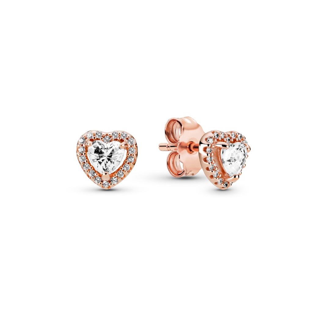 Pandora Timeless Rose Sparkling Elevated Heart Stud Earrings