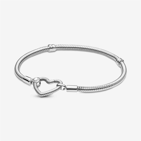 Pandora Moments Heart Closure Snake Chain Bracelet Size 19