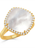 White Orchid Mother Of Pearl And Cushion Diamond Cocktail Ring