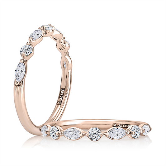 A.JAFFE 14K Rose Gold Diamond Wedding Band