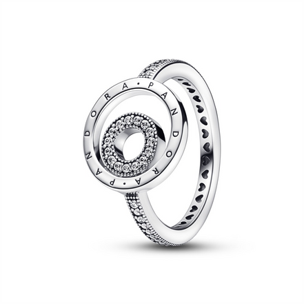Pandora Signature Logo Circles Pavé Ring Size 6