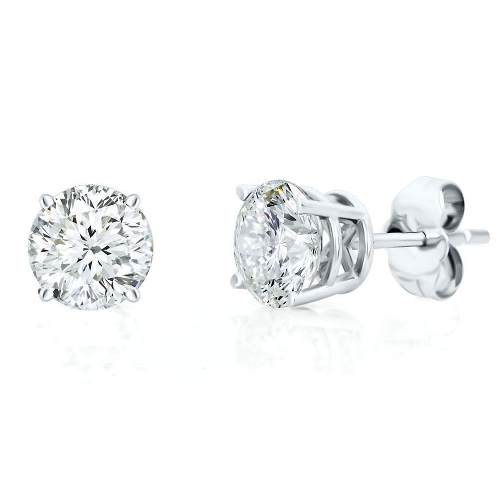 Ladies 14k White Gold Four Prong Diamond Studs