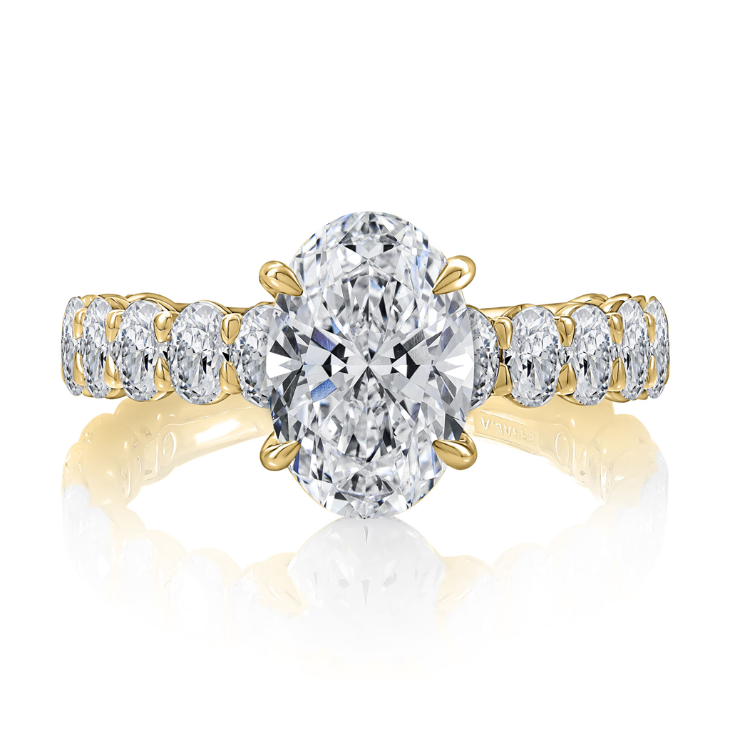 A.JAFFE 14K Yellow Gold 1.71 CTW Diamond And Hidden Halo Semi-Mount Engagement Ring