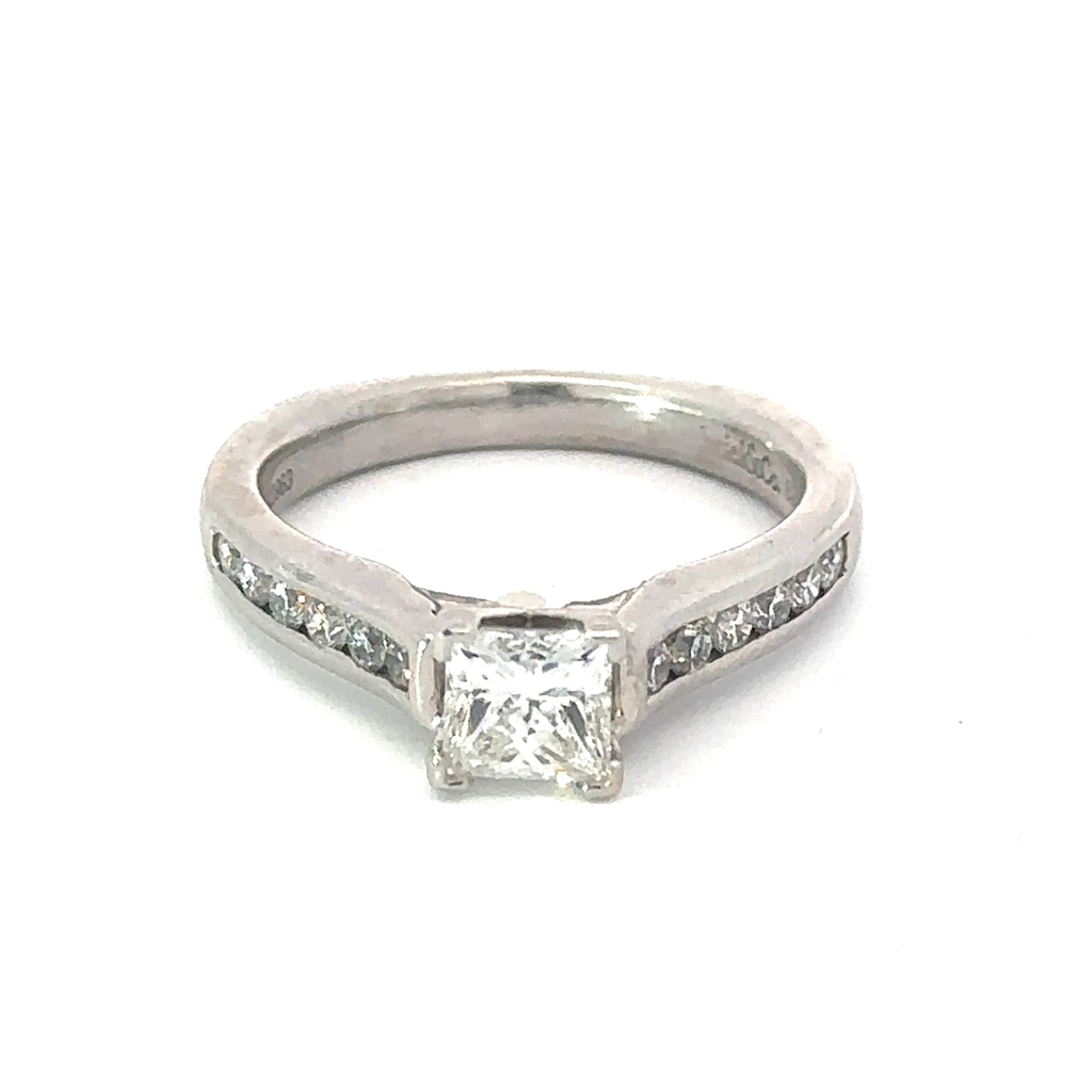 Diamond Princess Cut Engagement Ring .77ct Center Stone