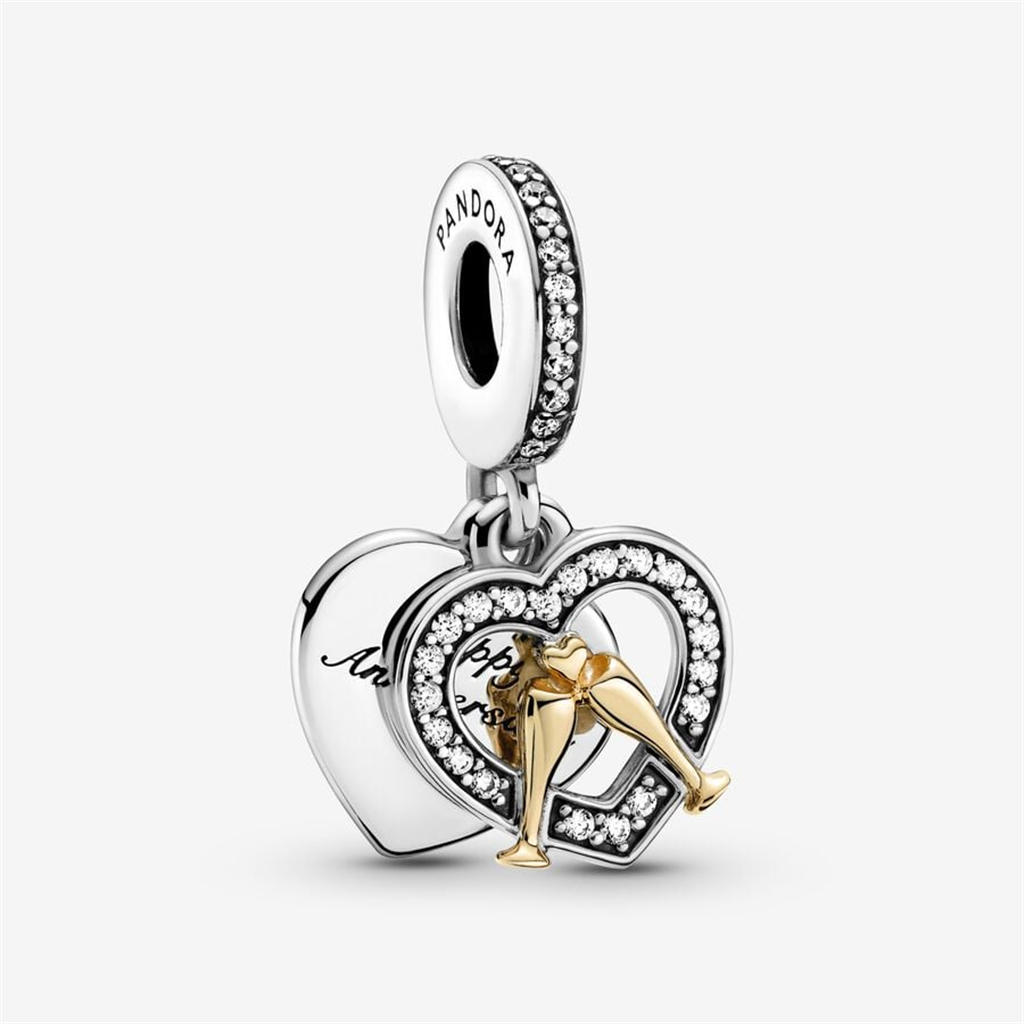 Pandora Moments Two-Tone Happy Anniversary Dangle Charm