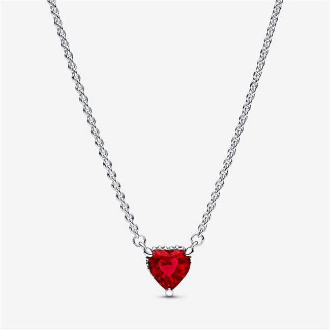 Pandora Timeless Sparkling Red Heart Halo Pendant Collier Necklace