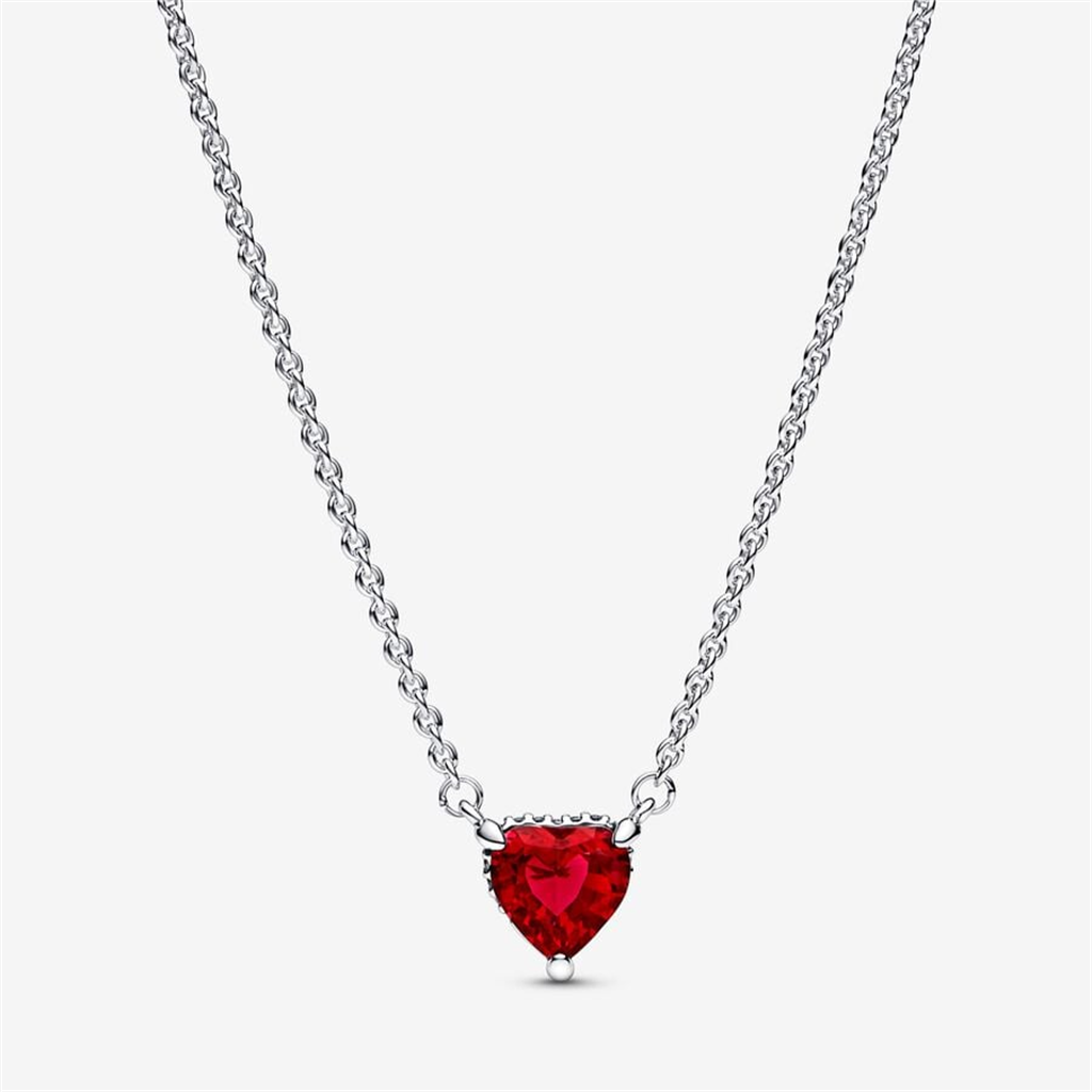 Pandora Timeless Sparkling Red Heart Halo Pendant Collier Necklace